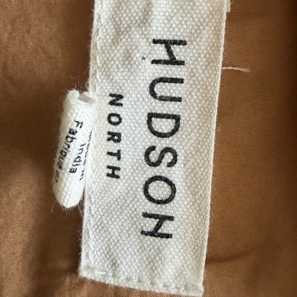 Hudson North Oversized Boyfriend Shirt XL Camel 100% Cotton Hi Low Button Down - Picture 3 of 4